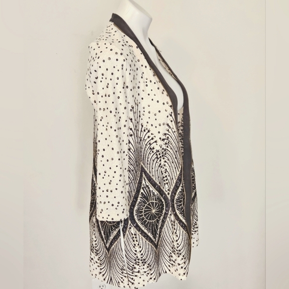 Chico’s Travelers Collection Foiled Peacock Jacket OO- 3/4 sleeve - Picture 7 of 12